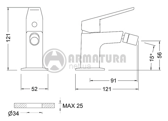 Змішувач для біде GENEBRE KLOE Brushed Metal Графіт 69140345266