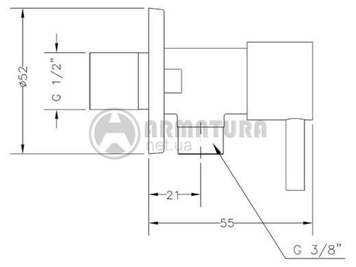 Кутовий вентиль GENEBRE Tau Angle38 (310404)